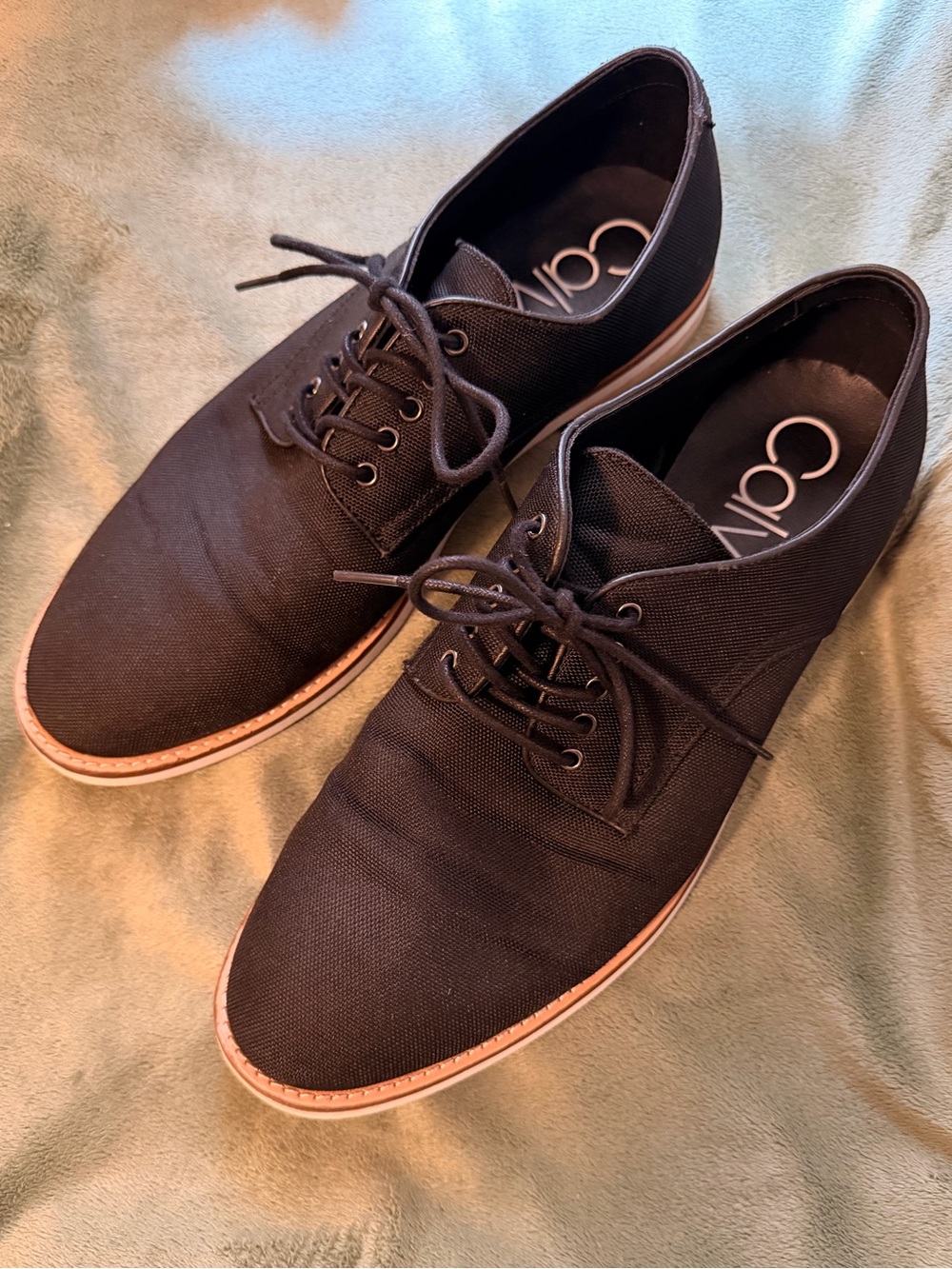 Calvin Klein Black Canvas Derby with Tan Trim